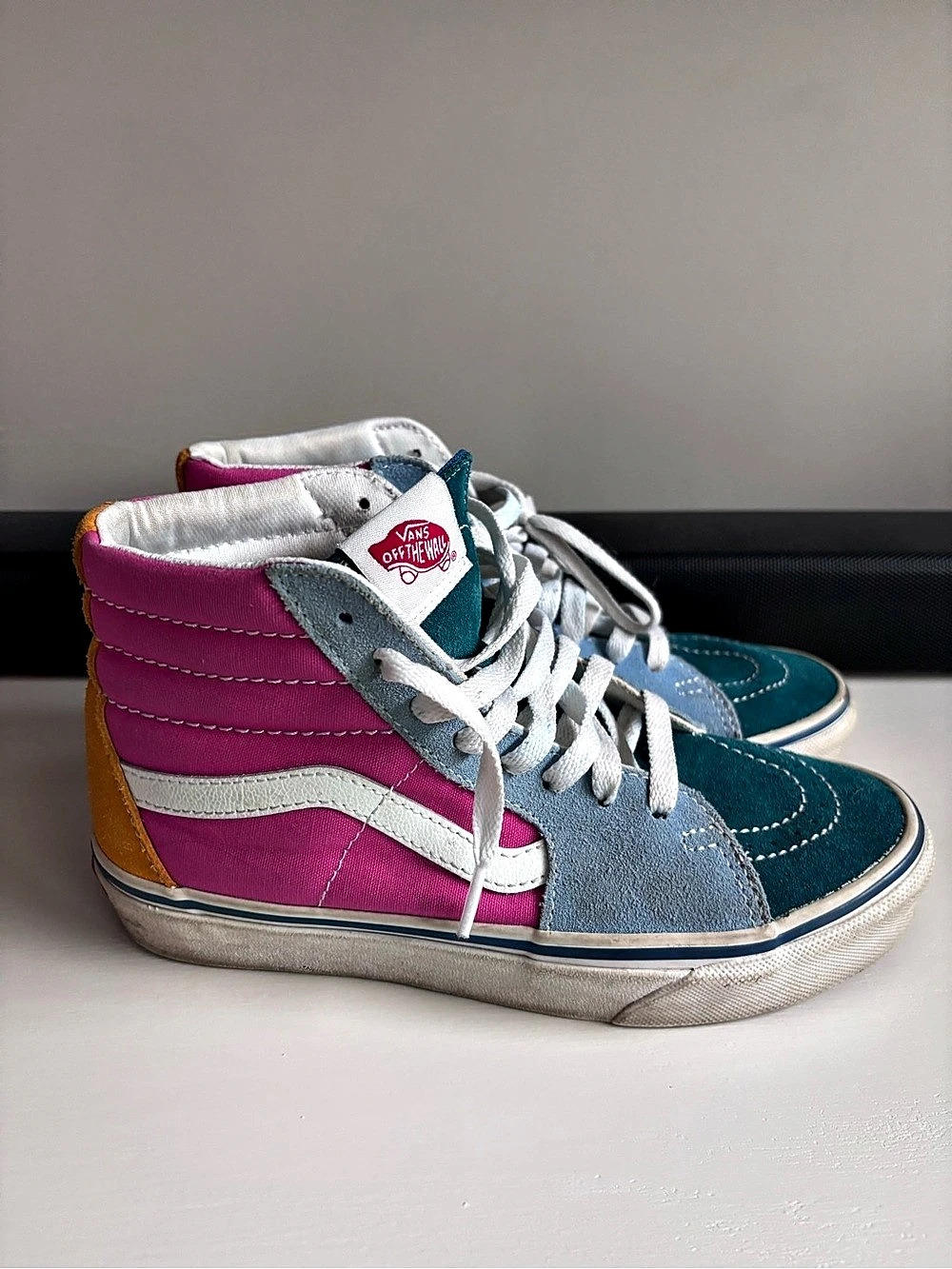 Vans Sk8-Hi Multi Color Block Sneakers Pink & Blue US 4.5 men’s 6.0 women’s